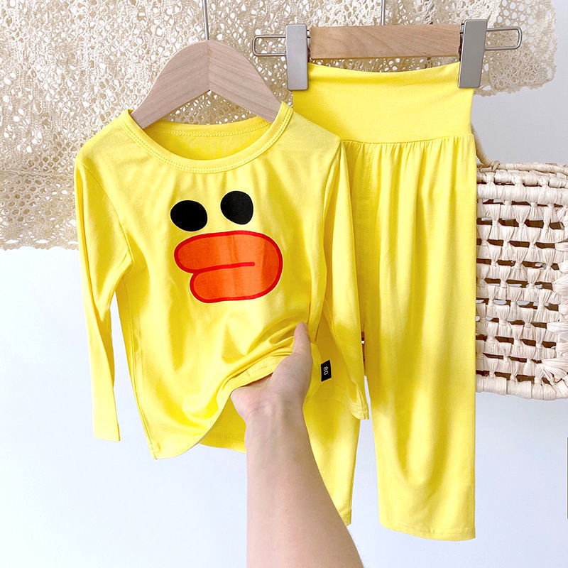 Bộ Đồ Ngủ Pijama Bằng Lụa Lạnh Lưng Cao Tay Dài Thoải Mái Thời Trang Xuân Thu Cho Bé 5