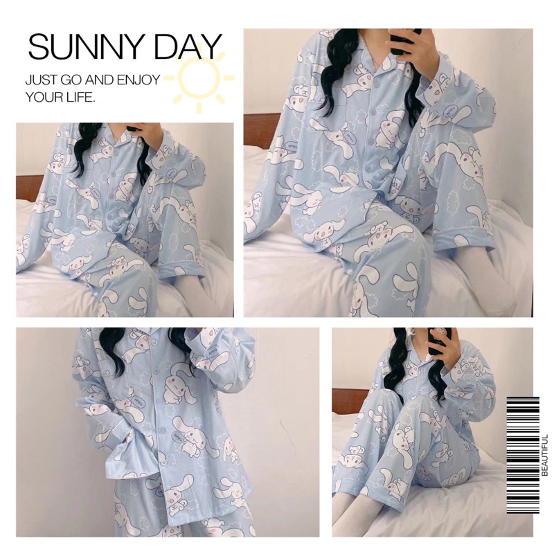 Đồ bộ Pijama, Bộ ngủ mặc nhà sau sinh mặc thoải mái, chất liệu kate thái mềm mịn thoáng mát - CD0100