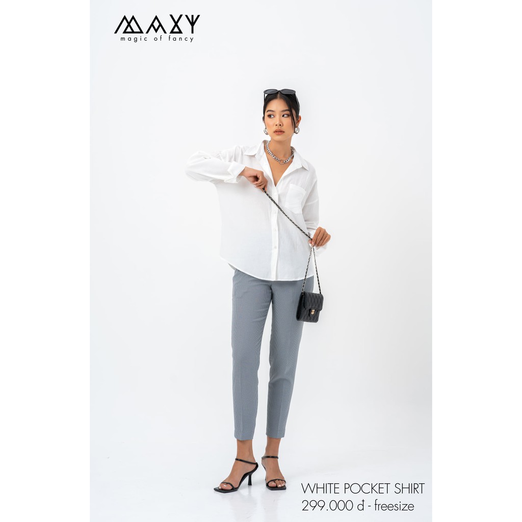 Áo sơ mi trắng nữ có túi white pocket shirt Maxy workshop