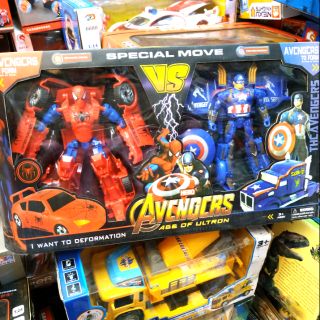 Bộ đồ chơi Robot biến hình người nhện & đội trưởng mỹ