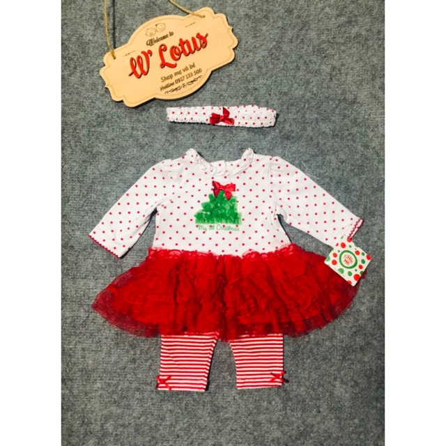 Set bộ Noel Little Me đỏ Auth cho bé gái