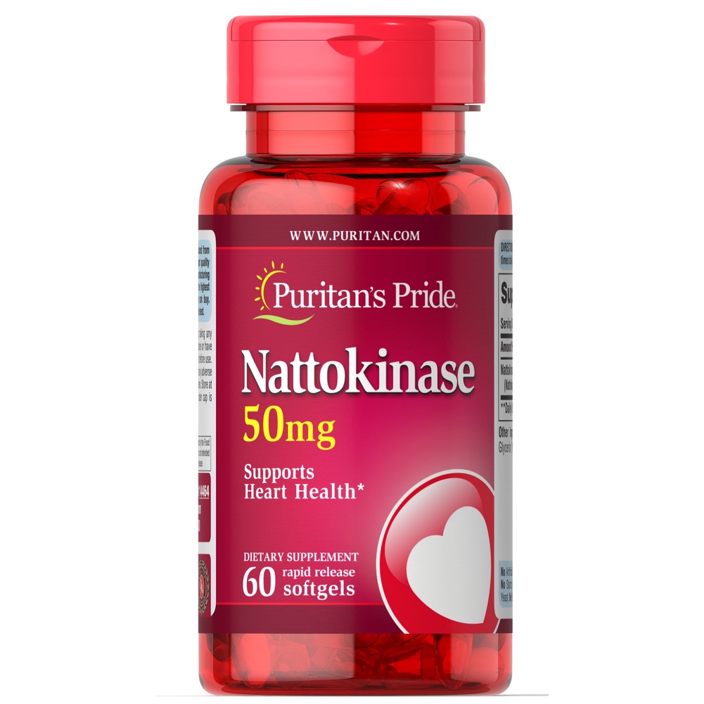 Viên uống đẹp da chống lão hóa, đột quỵ bảo vệ sức khỏe tim mạch Puritan's  Pride nattokinase 50mg