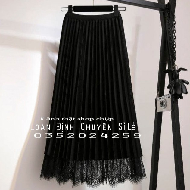 Chân Váy Xếp Ly Dáng Dài Phối Ren | BigBuy360 - bigbuy360.vn