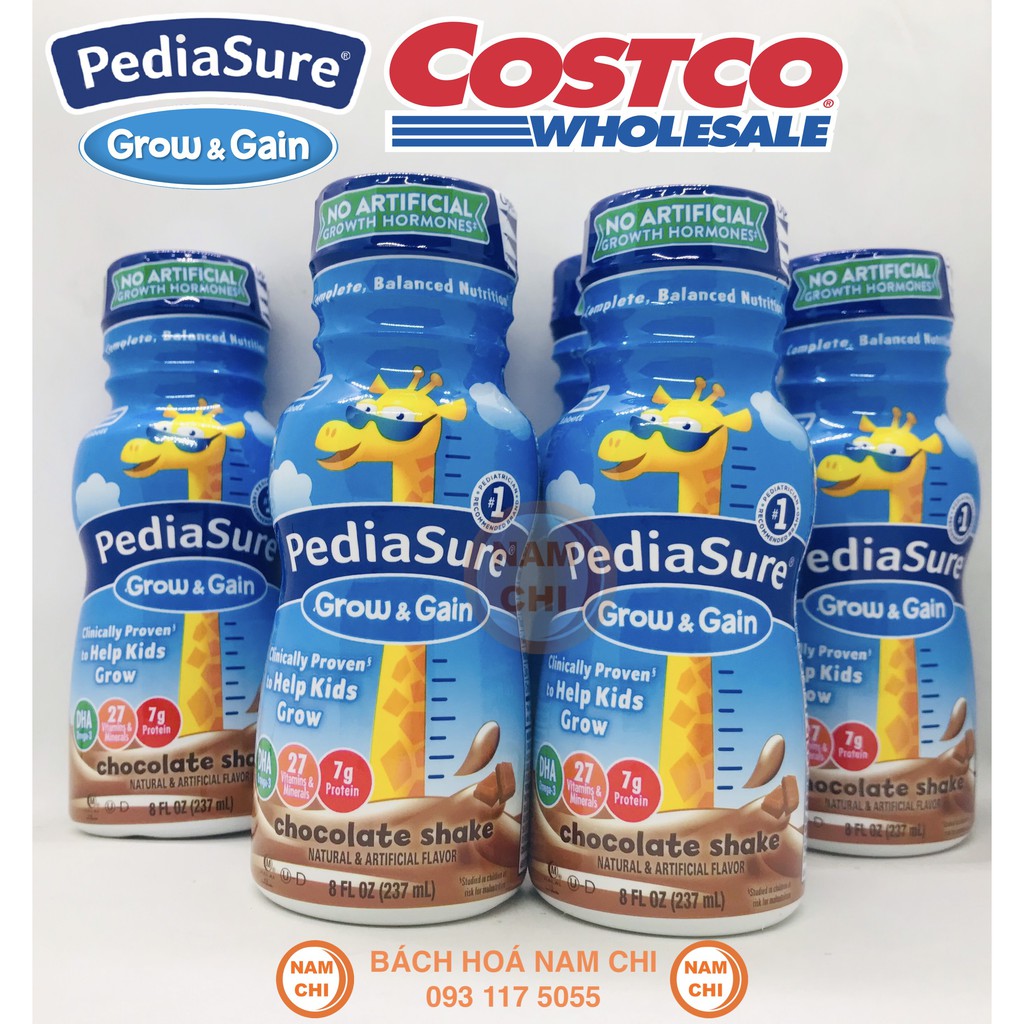 PEDIASURE NƯỚC GROW&GAIN SHAKE VANI DÂU SOCOLA FIBER CHẤT XƠ 237ML DATE MỚI