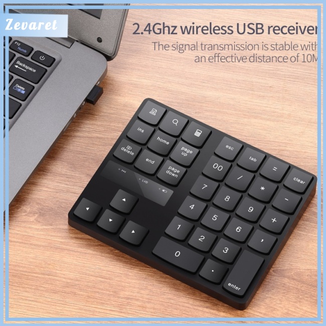 Bàn Phím Zevaret 2.4g Không Dây 35 Nút Bấm Màu Đen Đa Phương Tiện