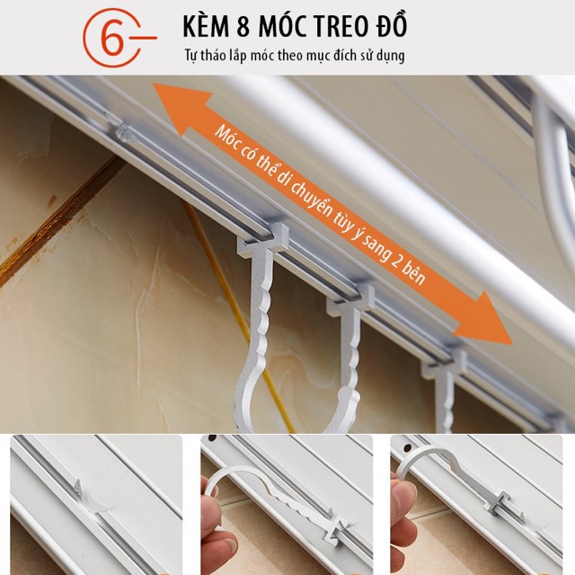 Kệ để đồ gia vị,dao thớt đa năng hợp kim nhôm 2 cỡ 60cm 80cm cao cấp