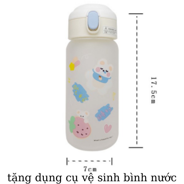 Bình nước 500ml THỦY TINH CUTE loại tốt có ống hút