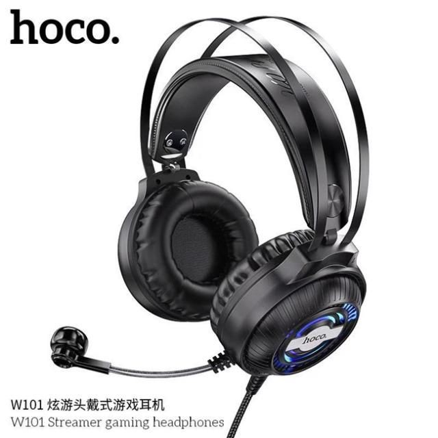 Tai nghe chụp tai có mic game hoco W101 điều chỉnh âm lượng chơi game pubg liên quân trên PC máy tính điện thoại laptop