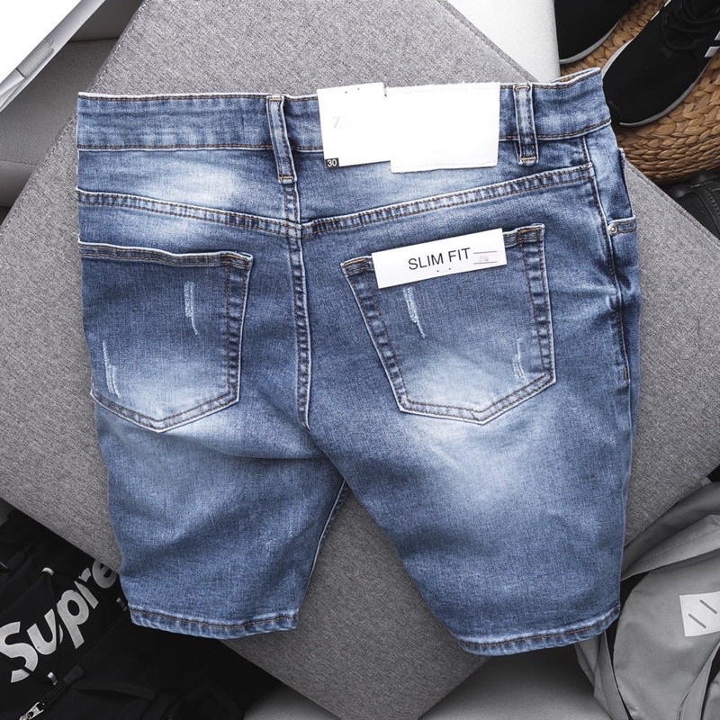 Quần Short Jean Nam xanh rêu rách Cao Cấp Trẻ Trung Năng Động thoải mái