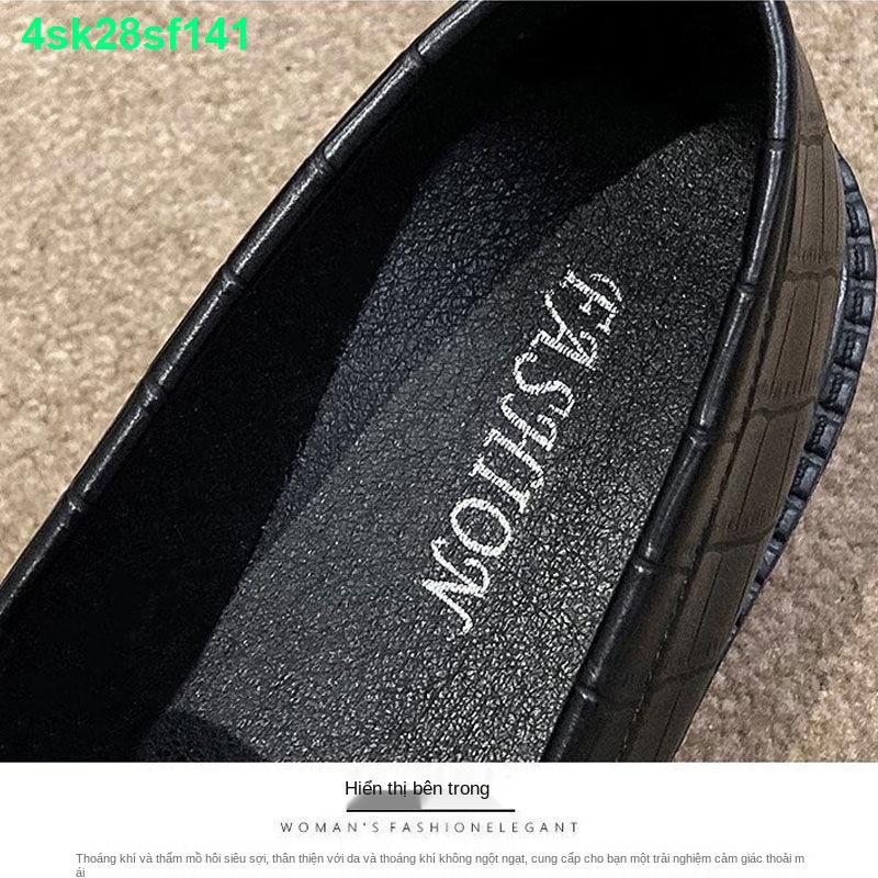 Giày da nhỏ nữ gió Anh 2021 phiên bản mới của Hàn Quốc hàng trăm màu đen retro âm nhạc thông thường dày với đơn