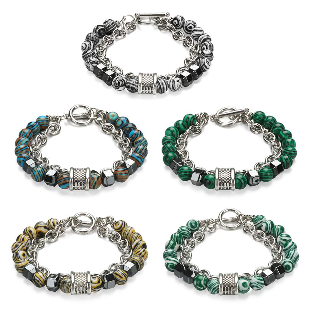 Vòng Tay Chuỗi Hạt Đá Obsidian 8mm Giảm Căng Thẳng Cho Nam