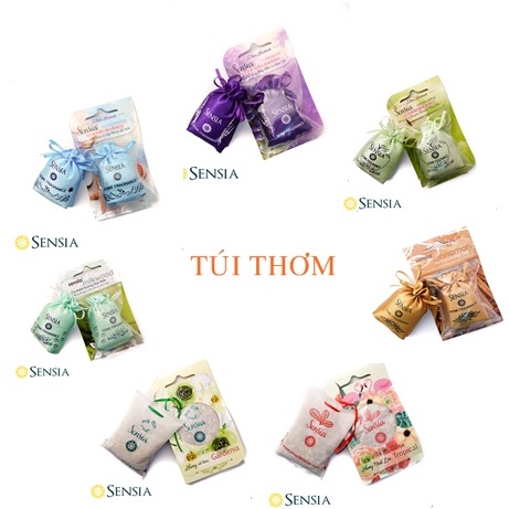 Túi thơm Sensia tuyển chọn (Hoa oải hương, Gió biển, Táo xanh, Hoa sữa, Hương Quế, Nhiệt đới, Cỏ hoa, Gỗ Đàn Hương)