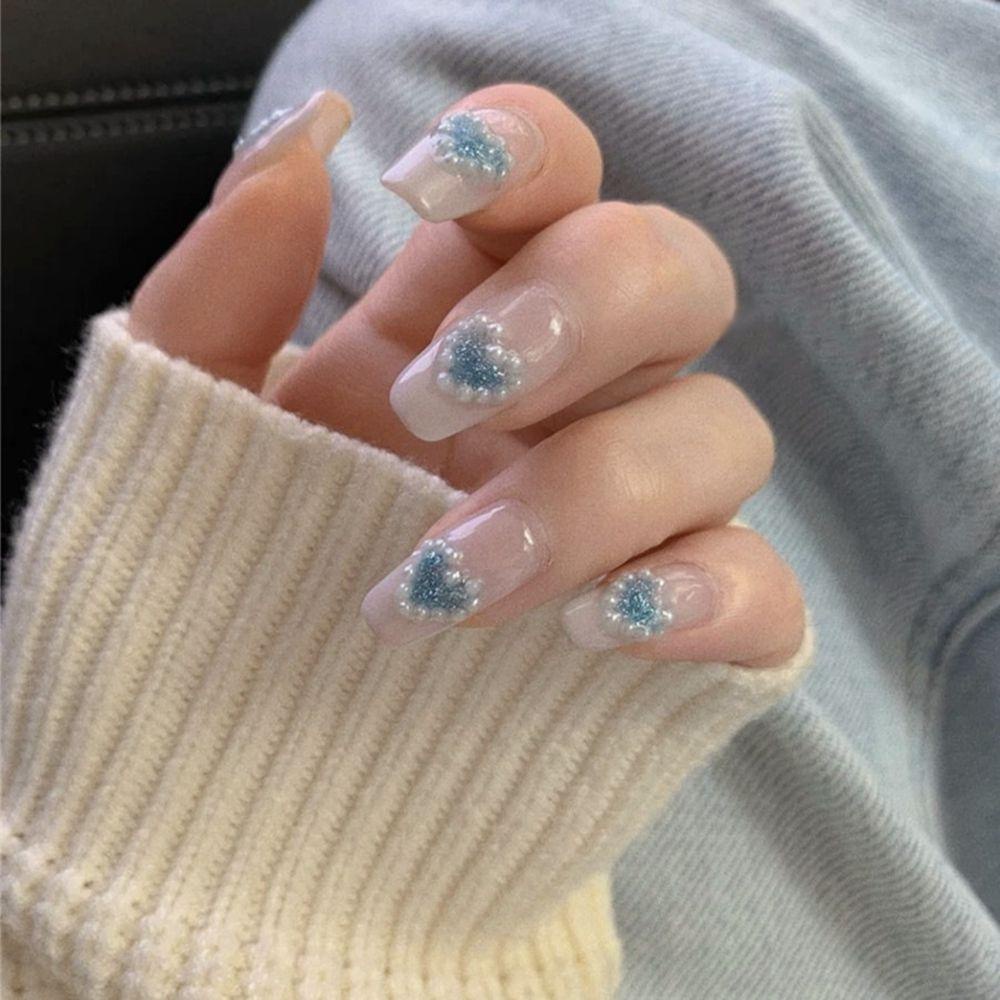 MIHAN1 Hộp 24 Móng Tay Giả Đầu Tròn / Vuông Che Phủ Toàn Diện