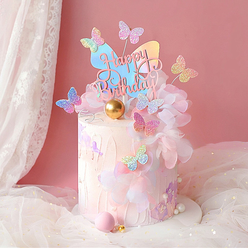 Phụ Kiện Trang Trí Bánh Kem Hình Bướm Nhiều Màu Dễ Thương