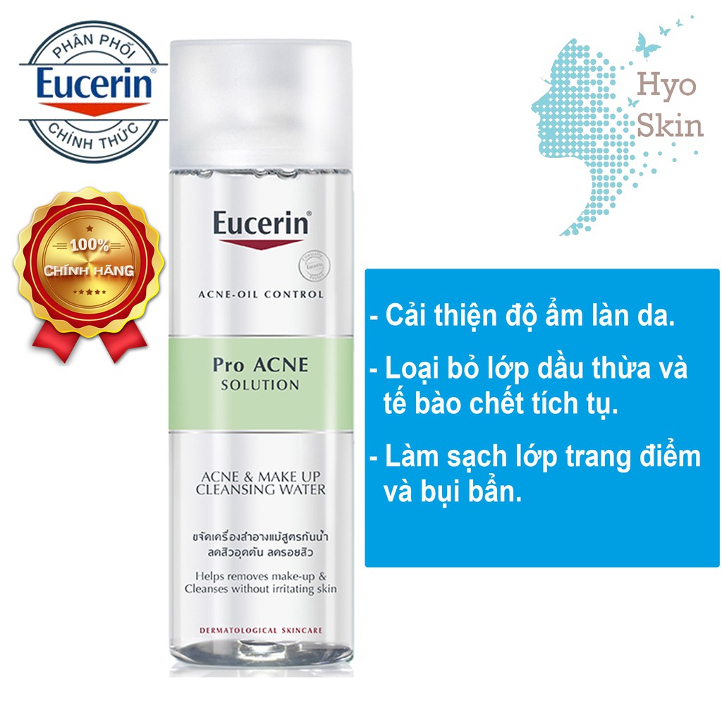 [CHÍNH HÃNG] Nước Tẩy Trang Dành Cho Da Mụn EUCERIN PRO ACNE SOLUTION ACNE & MAKE UP CLEANSING WATER 200ml