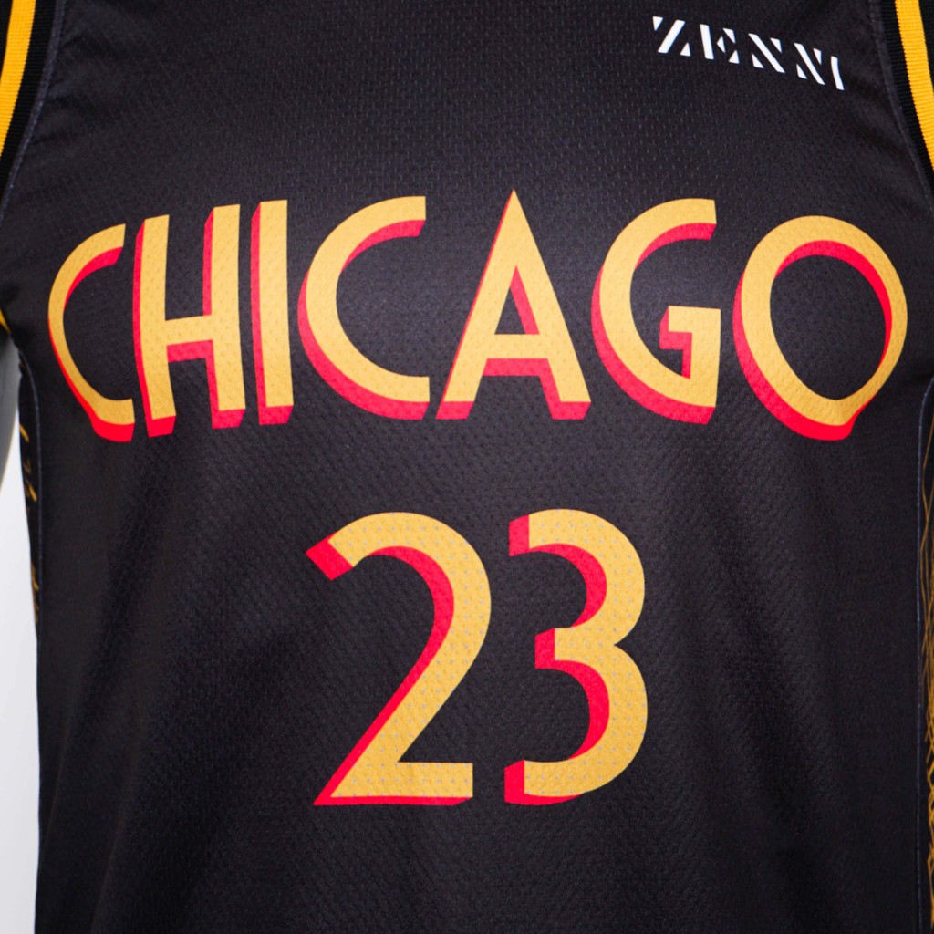 Đồ bóng rổ thêu Actee Chicago Bulls màu Đen