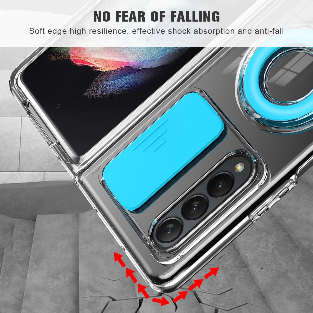 Ốp Điện Thoại Silicon Trong Suốt Kèm Giá Đỡ Nhẫn Cho Samsung Galaxy Z Flip 4 3