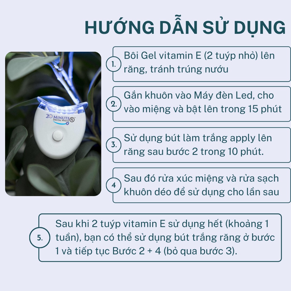 Bộ Kit Làm Trắng Răng Smilee 20 Minute không ê buốt, tẩy trắng răng nhanh chỉ với 20 phút mỗi ngày an toàn cho sức khỏe