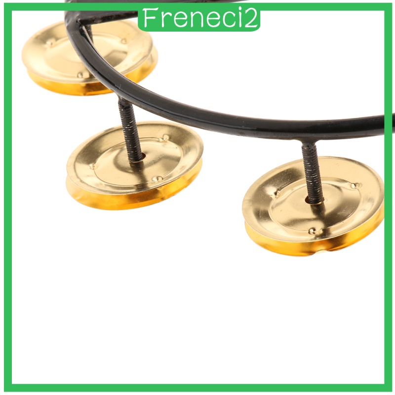 [FRENECI2] Golden Hi-hat Tambourine with Single Row Steel Jingles for Children Kids Toy