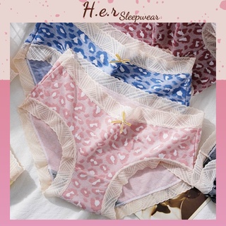 Quần Lót Nữ Cotton Viền Ren Họa Tiết Da Báo Gợi Cảm - Her Sleepwear