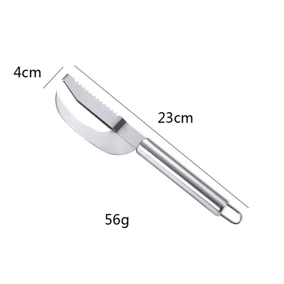 Dao cạo vảy cá, nạo mang, mổ bụng cá Chất liệu inox chống gỉ Sản phẩm chắc chắn và tiện ích với 3 công dụng làm cá