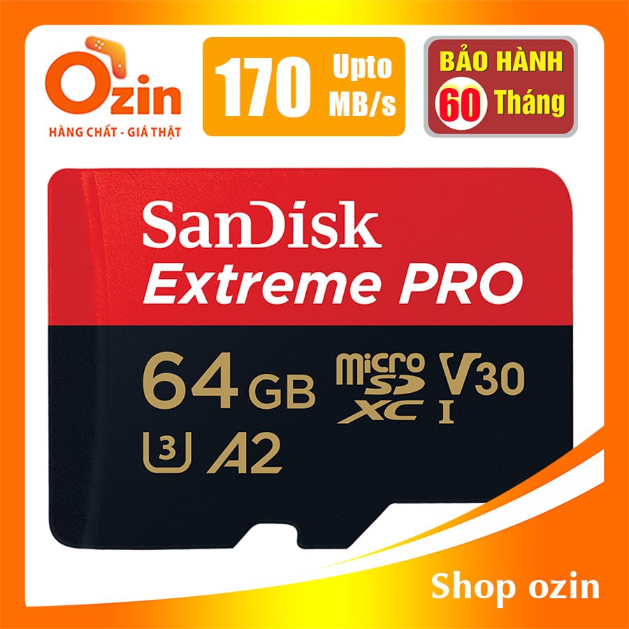 [RẺ VÔ ĐỊCH] Thẻ nhớ Micro SD Sandisk Extreme PRO A2 256GB 128GB 64GB U3 4K 170MB/s