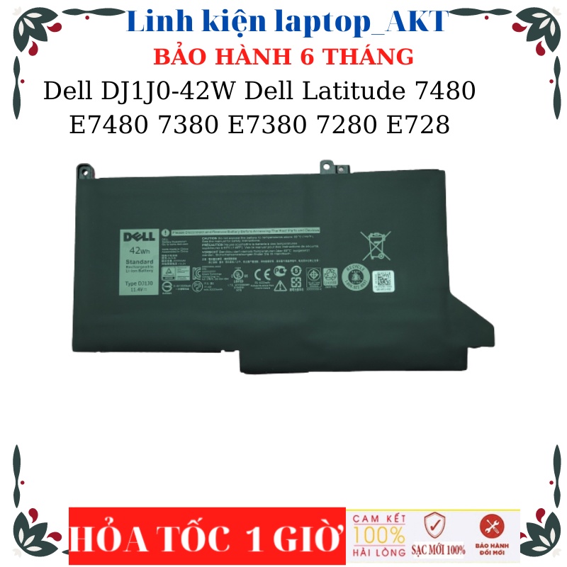 Pin Laptop Dell F3YGT-60W, DJ1J0-42W Dell Latitude 7480 E7480 7380 E7380 7280 E7280 DM3WC MYJ96