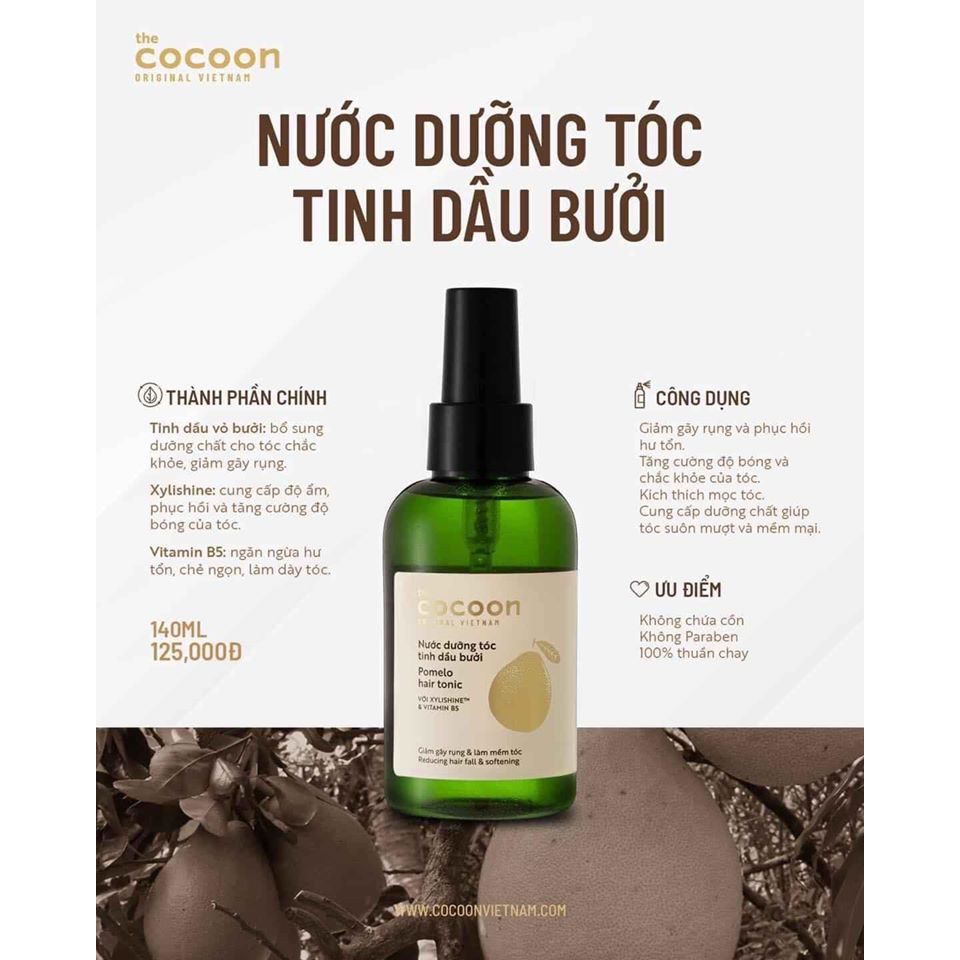 Nước Dưỡng Tóc Tinh Dầu Bưởi Cocoon Giúp Giảm Gãy Rụng & Làm Mềm Tóc 140ml