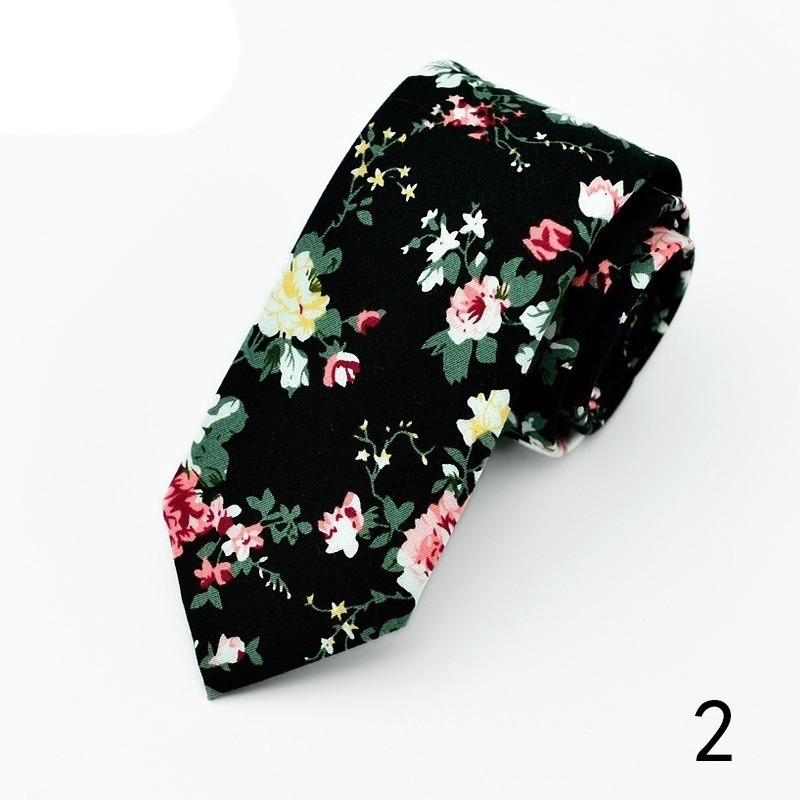 Cà Vạt Hoạ Tiết Hoa Chất Cotton Cho Nam Giới