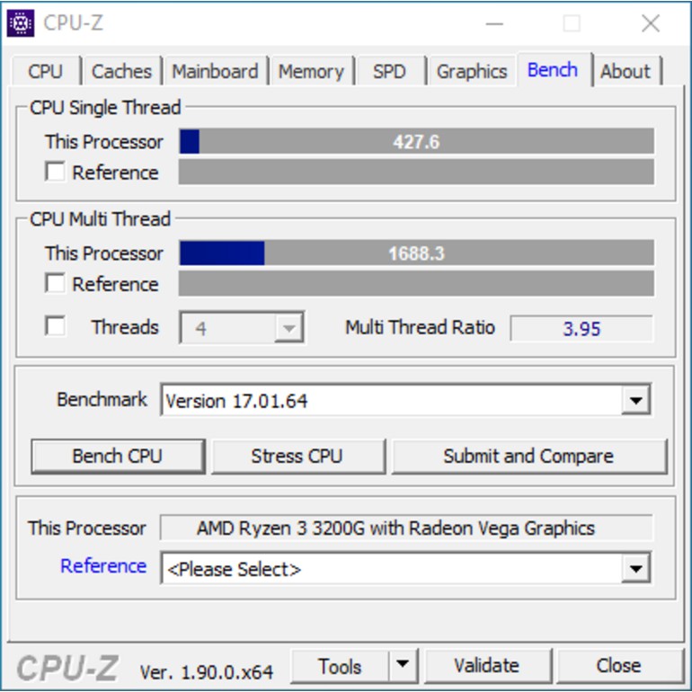 CPU Ryzen 3 3200G (3.6G/06M/4 cores 4 threads/Radeon Vega 8/AM4/65W)