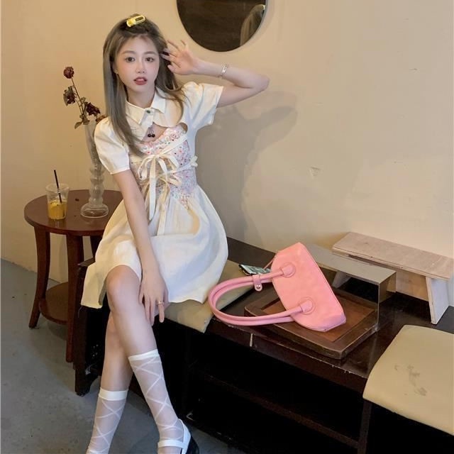 Set Áo Sơ Mi Chiffon + Đầm Hai Dây Họa Tiết Hoa Phong Cách Pháp Cho Nữ