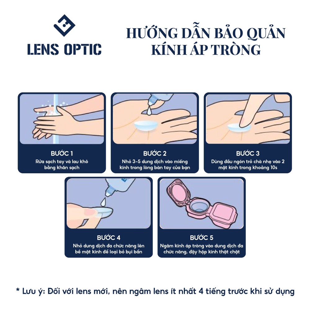 Kính áp tròng BAUSCH & LOMB dùng 3 tháng màu trong suốt có độ cận