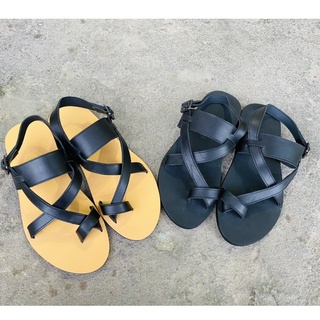 Dép Sandal Unisex Dép Quai Hậu Da Bò Thật Không Thấm Nước Dành Cho Các Bạn Trẻ Atshoes XDxn203(Đen-Đen Đế Vàng)
