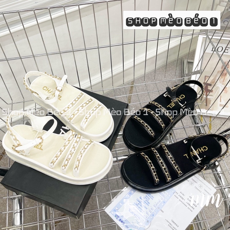 Sandal cn ba quai xích ngang đế bằng fullbox