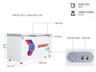 Tủ đông/Mát Sanaky VH-6699W1 485lit (Miễn phí giao tại HCM-ngoài tỉnh liên hệ shop)