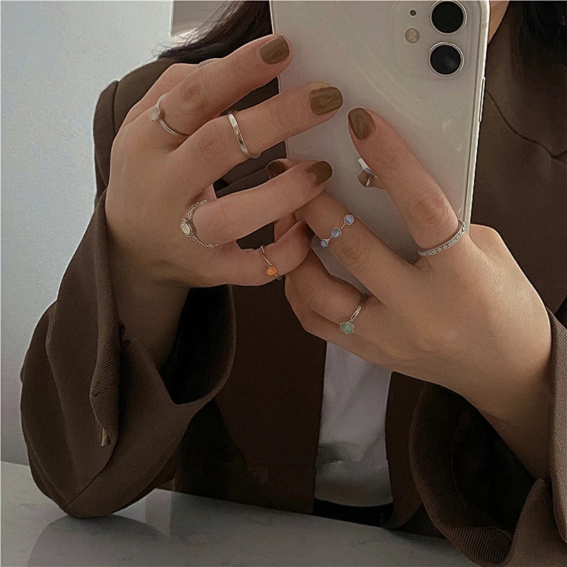 Bộ Nhẫn Đeo Ngón Tay Thời Trang Sáng Tạo Cho NữYanqueens Quà tặng trang sức