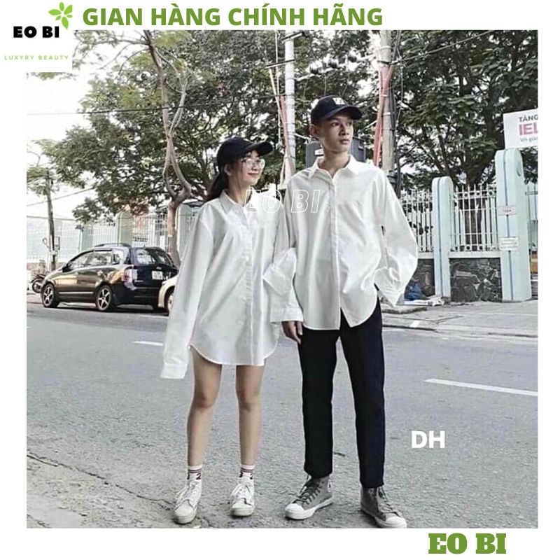 Áo sơmi unisex 2 mầu đen trắng túi hộp form rộng cực xinh ulzzang vintage -EOBI
