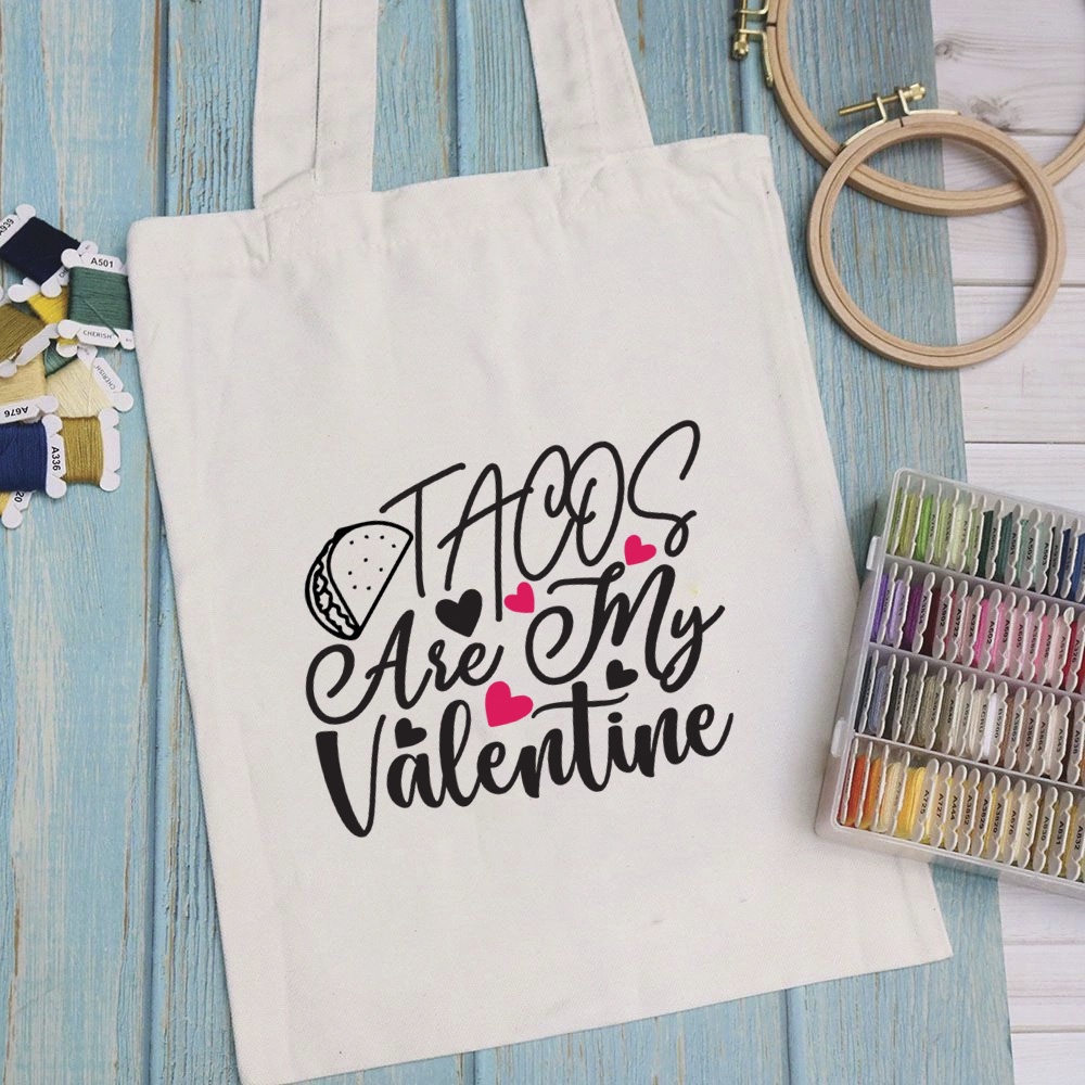 Túi vải túi Tote VALENTINE QUOTE - Mẫu 1 vải canvas dày đẹp cho nữ có khóa miệng đi học đi chơi. In hình theo yêu cầu