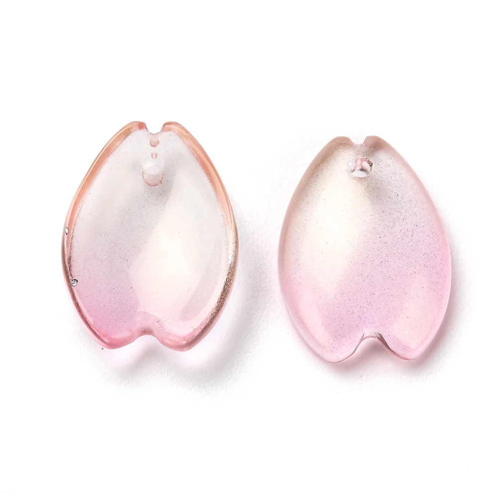 Bộ 5-50 Mặt Dây Chuyền Thủy Tinh Trong Suốt Hình Cánh Hoa Anh Đào 16x12x3.5mm: 0.9mm