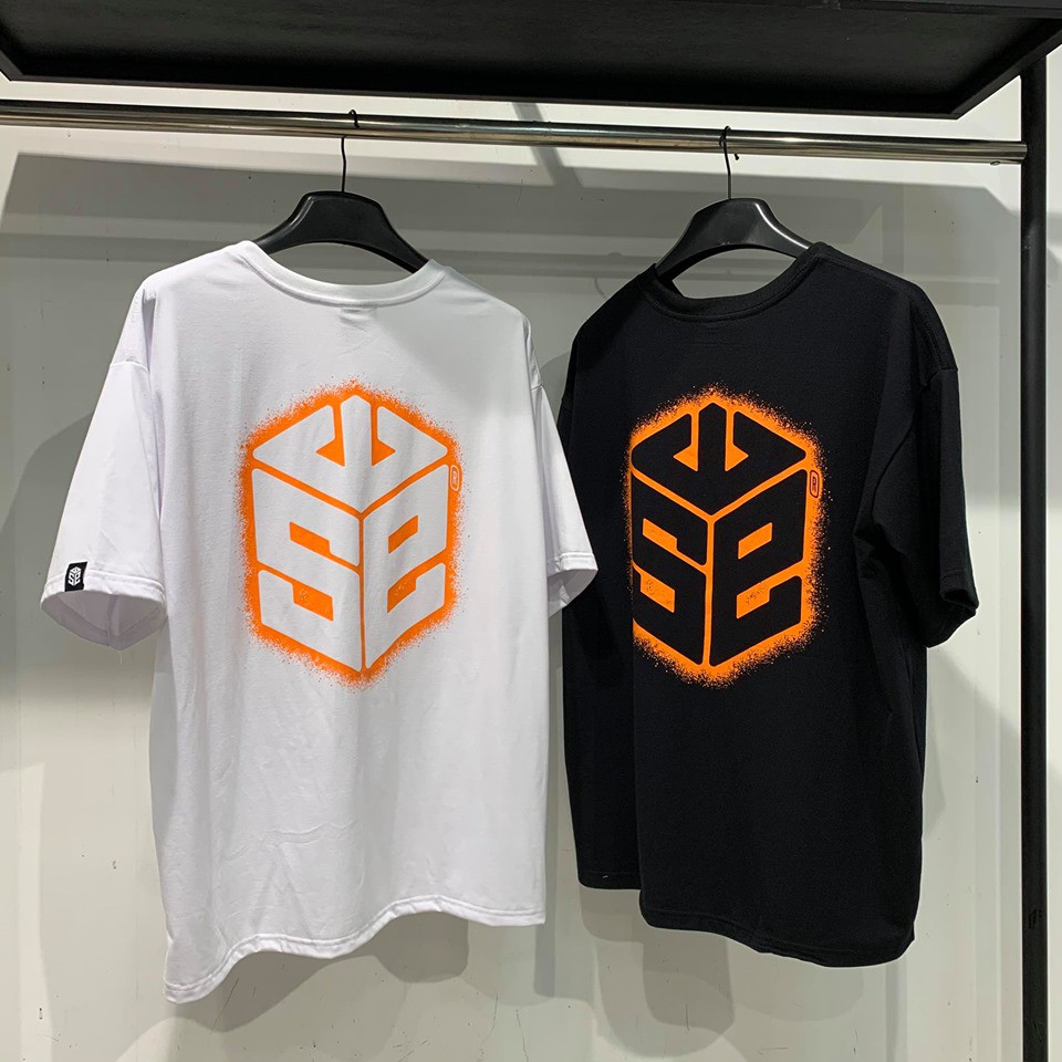 Áo thun unisex swe lửa logo cam 2 màu Full tag chính hãng áo thun tay lỡ nam nữ chất cotton