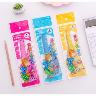 [ Xã Lỗ B3]  Bộ 4 cây thước kẻ góc cho bé