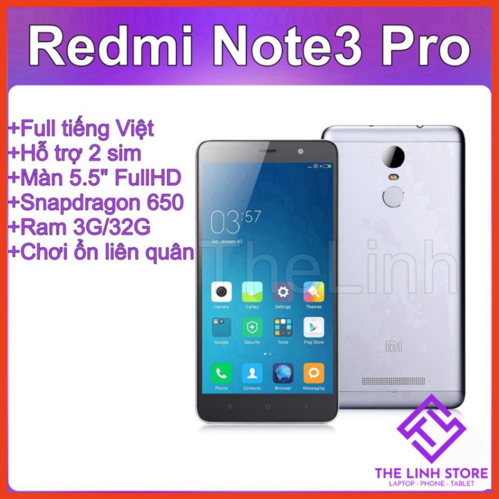 Điện thoại Xiaomi Redmi Note 3 Pro 2 Sim - Snap 650 Màn 5.5 inch -HÀNG CHÍNH HÃNG FULL BOX(SIÊU KHUYẾN MÃI)