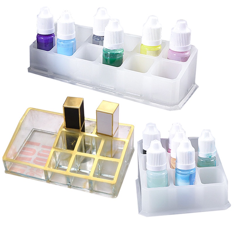 Khuôn silicone Làm Khay Đựng Son Môi Bằng Nhựa Epoxy Trong Suốt Tiện Dụng