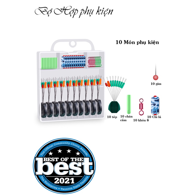 Bộ hộp phụ kiện sét trục câu cá chuyên săn hàng combo 10 món