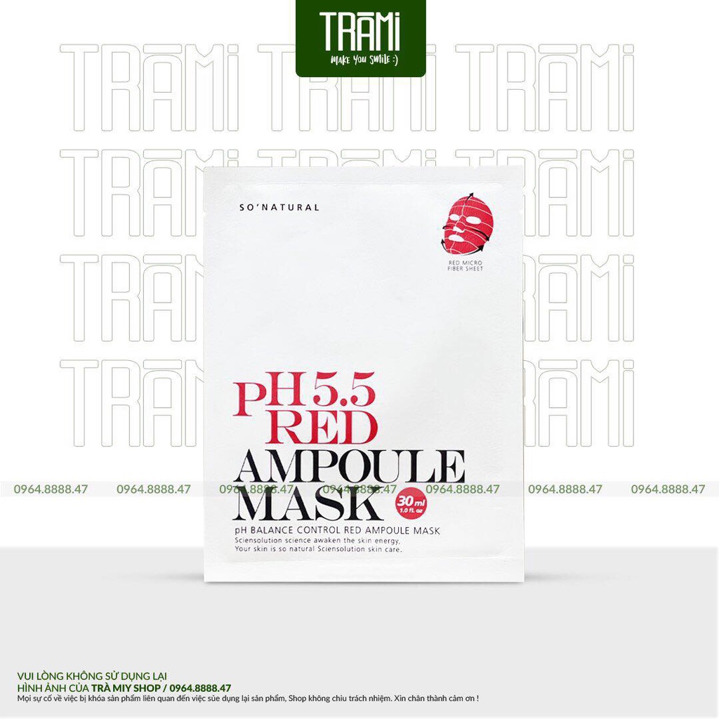 [CHÍNH HÃNG] Mặt Nạ Cấp Ẩm &amp; Cân Bằng Da So Natural pH 5.5 Red Ampoule Mask 30ml Hàn Quốc.
