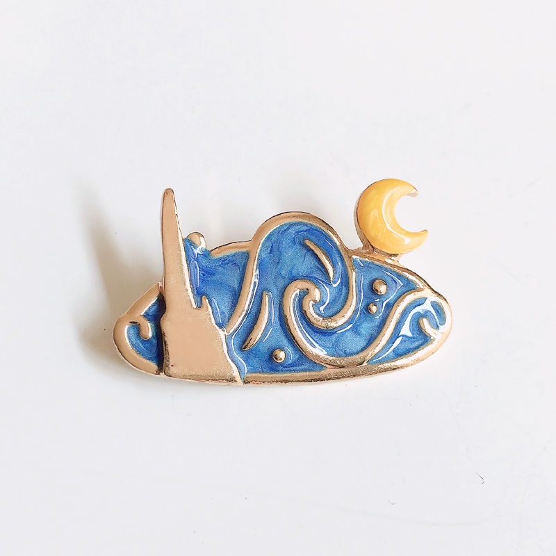 Ghim cài áo họa tiết tranh sơn dầu phong cách cổ điển độc đáo