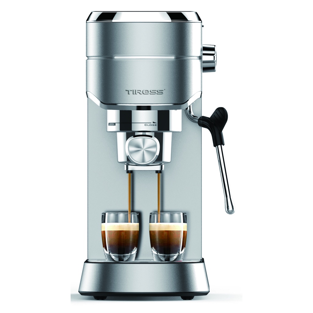 Máy pha cà phê Espresso Tiross TS6212, máy pha cafe tự động áp suất 15 Bar, bảo hành chính hãng 12 tháng