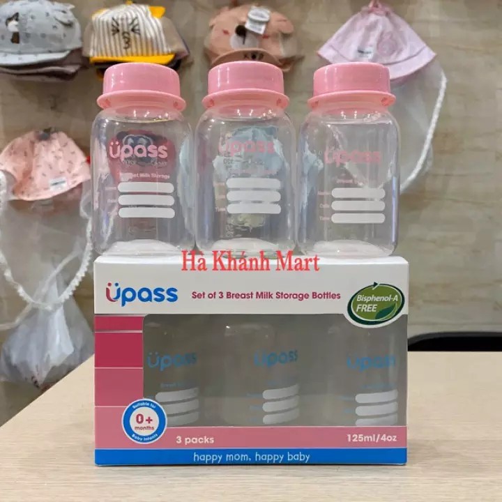 SET 3 BÌNH TRỮ SỮA UPASS THÁI LAN CAO CẤP 125 ML