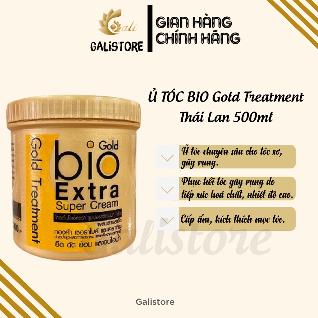 Ủ tóc BIO Gold Treatment Thái Lan 500ml, Dầu xả siêu mềm mượt phục hồi tóc hư tổn Biotin Gold - Galistore