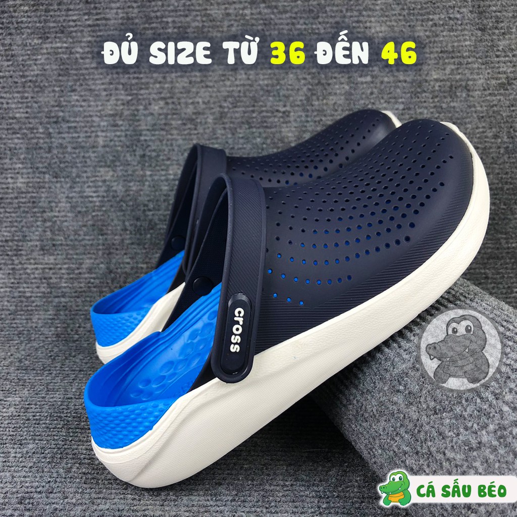 Dép Cross Literide Nam Nữ màu XANH NAVY- đế XANH DƯƠNG, Hàng loại 1 full box, full tag | BigBuy360 - bigbuy360.vn